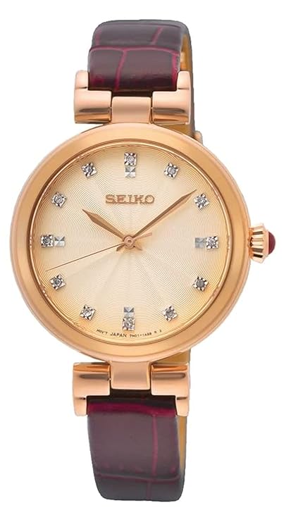 Seiko Leather Analogue Rose Gold Dial Women Watch thumbnail